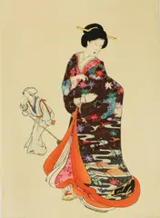 Toyohara Chikanobu, Untitled, and another Japanese woodblock print