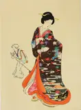 Toyohara Chikanobu, Untitled, and another Japanese woodblock print