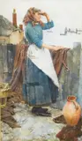 Ri Walter Langley, The fisher's daughter, watercolour