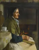Rbsa Edwin Harris, By the fireside, oil on canvas