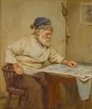 Ri Walter Langley, Old Salt, watercolour