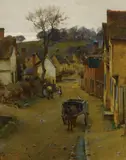 Blandford Fletcher, A village street, oil on canvas