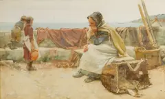 Ri Walter Langley, Contemplation, watercolour