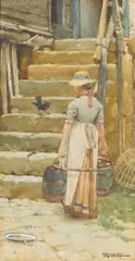 Ri Walter Langley, The jackdaw of Reims, watercolour