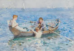 Study for 'August Blue' by Rws Henry Scott Tuke Ra, watercolour, sold Nov 2008