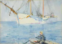 Sunset effect by Rws Henry Scott Tuke Ra, watercolour, sold Nov 2008