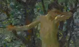 Rws Henry Scott Tuke Ra, Half length study of a boy, oil on panel