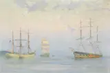 Rws Henry Scott Tuke Ra, Shipping at anchor, Carrick Roads, oil on canvas
