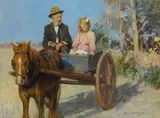 Maude Clayton, A ride across the fields, oil on canvas
