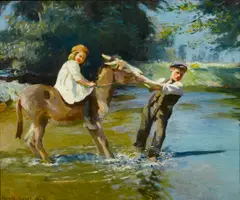 Harold Harvey, The Ford, oil on canvas