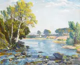 The river by Samuel John Lamorna Birch, R.A., R.W.S., R.W.A., oil on canvas, offered Nov 2008