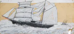 Schooner by Alfred Wallis, pencil and oil on card, offered Nov 2008