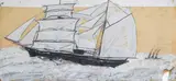 Alfred Wallis, Schooner, pencil and oil on card
