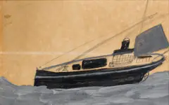 Alfred Wallis, Fishing boat, pencil and oil on card