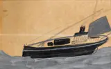Alfred Wallis, Fishing boat, pencil and oil on card