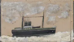Alfred Wallis, Steamship, pencil and oil on card