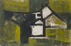 Karl Weschke, Penwith Farm, monotype and oil on paper