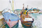 Fred Yates, Penzance harbour, oil on board