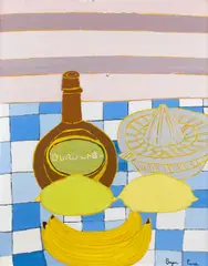 Lemons by Bryan Pearce, oil and pencil on board, sold Nov 2008