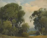 Oak Trees and Passing Clouds by Percy Gray, watercolor on paper, sold Nov 2008