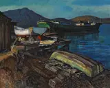 Francis A. Todhunter, Old Bill's Boat Yard (with Mount Tamalpais in the Distance), oil on canvas
