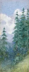 Pine Trees by Percy Gray, watercolor on paper, sold Nov 2008