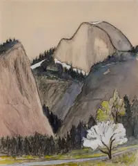 Gene Kloss, Half Dome, Yosemite, gouache and charcoal on paper