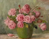 Edith White, Still Life with Roses, oil on canvas on board