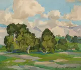 Francis J. McComas, Landscape with a Ranch House in Distance, thought to be Carmel Valley, watercolor on paper