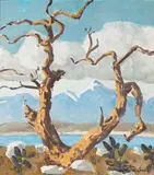 Ralph William Holmes, Gnarled Tree by a Sierra Lake