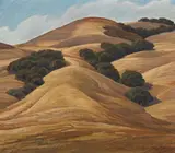 Ray Strong, Rolling Sunlit Hills, oil on masonite