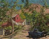 William S. Darling, Laundry Day, oil on canvas on board