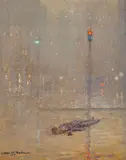 Charlie Chaplin, A Movie Scene by Granville Redmond, oil on masonite, sold Nov 2008