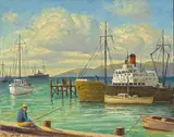 Paul Grimm, Fishing in the Harbor, thought to be San Pedro Harbor