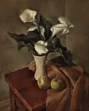 Sueo Serisawa, Calla Lilies and Apples, oil on canvas