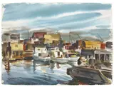 Maurice Logan, Boats Along a Dock; Small Beach (double-sided)