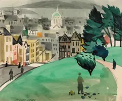 Jefferson Square, San Francisco by George Post, 1963, watercolor on paper, offered Nov 2008