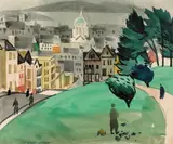 George Post, Jefferson Square, San Francisco, 1963, watercolor on paper