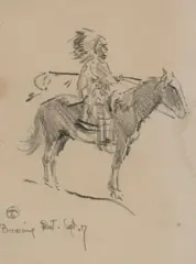 Indian on Horseback by Maynard Dixon, pencil on paper, sold Nov 2008