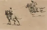 Two Cowboys by Edward Borein, ink on paper on board, offered Nov 2008