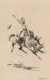 Bronco Buster by Edward Borein, ink and pencil on paper on board, sold Nov 2008
