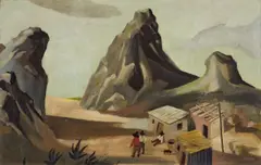 William Gropper, A Western Landscape with Figures, oil on canvas
