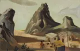 William Gropper, A Western Landscape with Figures, oil on canvas