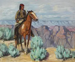Carl Schmidt, Rider Overlooking a Canyon (No. 819), oil on canvas
