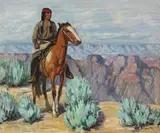 Carl Schmidt, Rider Overlooking a Canyon (No. 819), oil on canvas