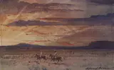 Sunset Riders by Edward Borein, watercolor on paper, offered Nov 2008