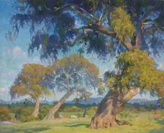 Abel George Warshawsky, Valley Oaks; Coastal Rocks (double-sided), oil on canvas