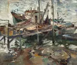 Maurice Logan, Shrimp Boats, oil on canvas