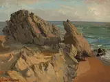 Rocks and Surf, Corona del Mar by Franz Bischoff, oil on canvas, offered Nov 2008