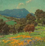 Rolling Hills with Poppies and Lupine by Granville Redmond, oil on canvas on board, sold Nov 2008